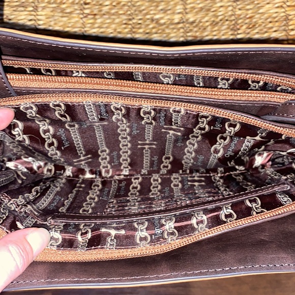 Tignanello Mojave X-body Brown and Caramel Leather Cross Body Bag - Picture 7 of 15